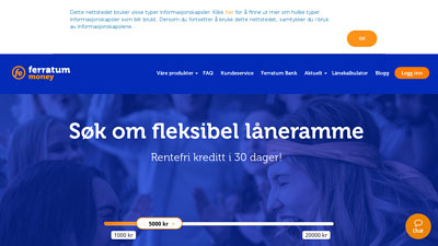 Ferratum Money - Fleksikreditt med 2 gebyrfrie betalingsutsettelser